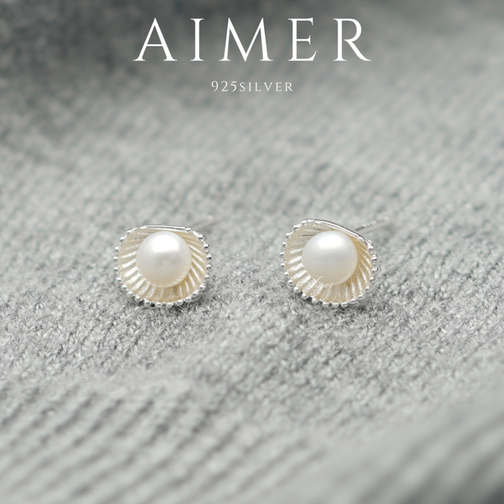 ⟪Aimer ac⟫韓系S925純銀 淡水珍珠貝殼耳環 耳針 ｜銀色｜24年新款輕奢飾品【台灣現貨+預購】-細節圖2