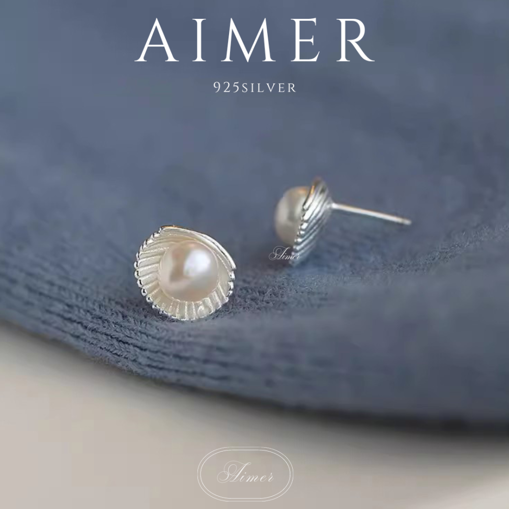 ⟪Aimer ac⟫韓系S925純銀 淡水珍珠貝殼耳環 耳針 ｜銀色｜24年新款輕奢飾品【台灣現貨+預購】-細節圖3