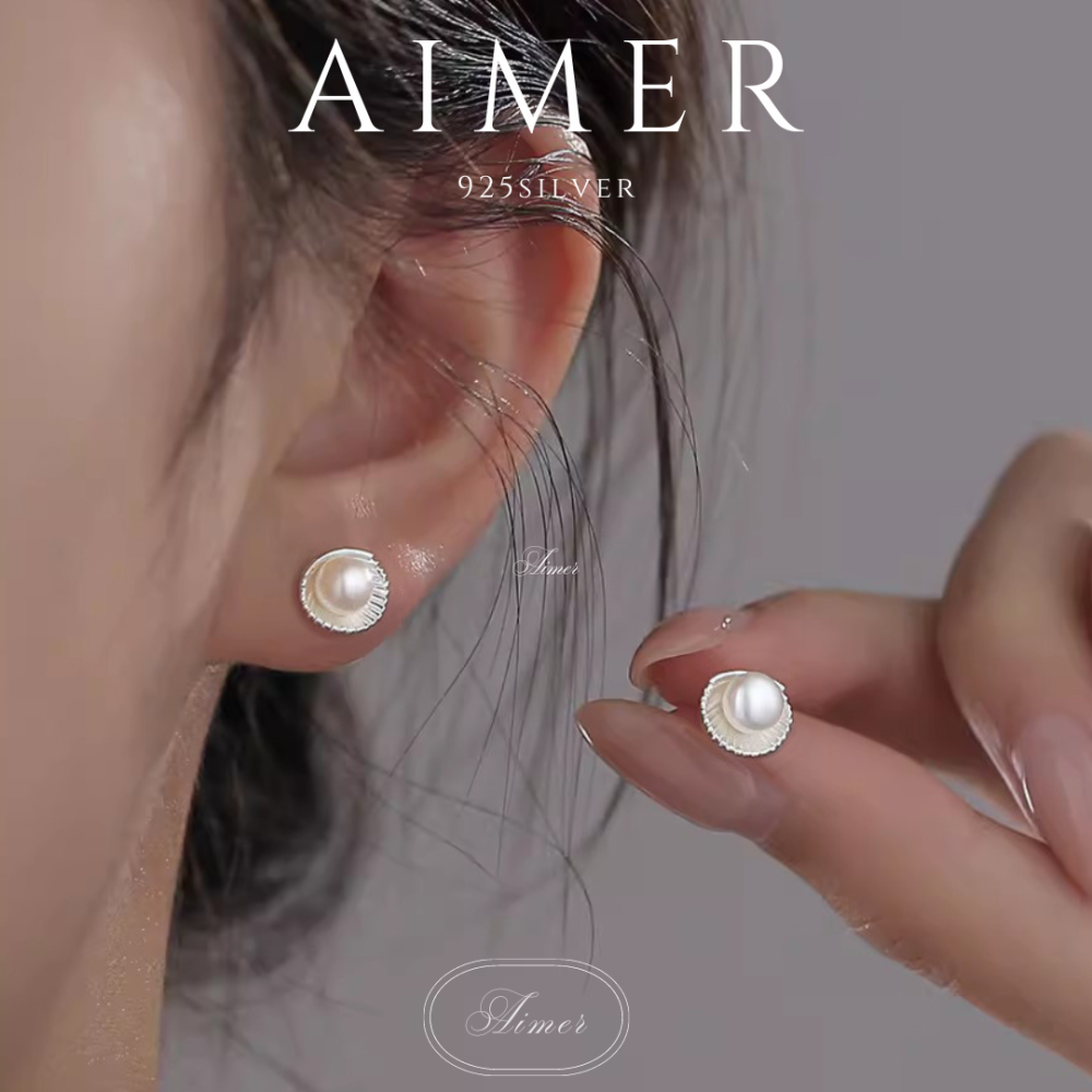 ⟪Aimer ac⟫韓系S925純銀 淡水珍珠貝殼耳環 耳針 ｜銀色｜24年新款輕奢飾品【台灣現貨+預購】-細節圖4