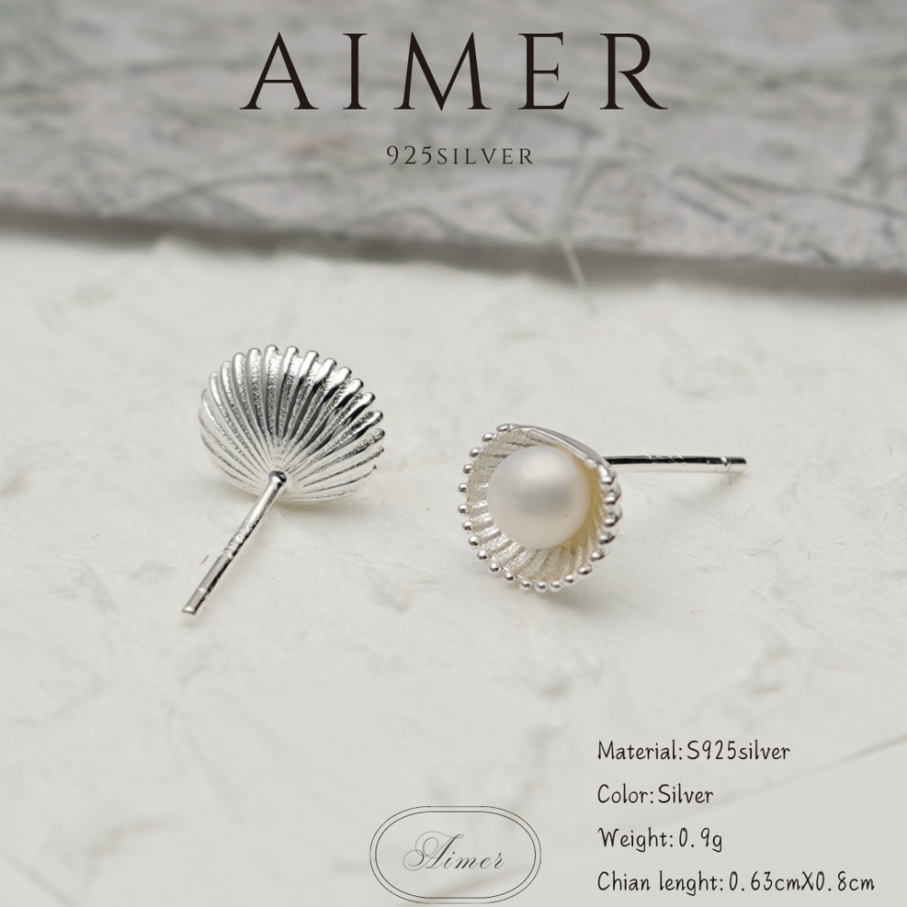 ⟪Aimer ac⟫韓系S925純銀 淡水珍珠貝殼耳環 耳針 ｜銀色｜24年新款輕奢飾品【台灣現貨+預購】-細節圖6