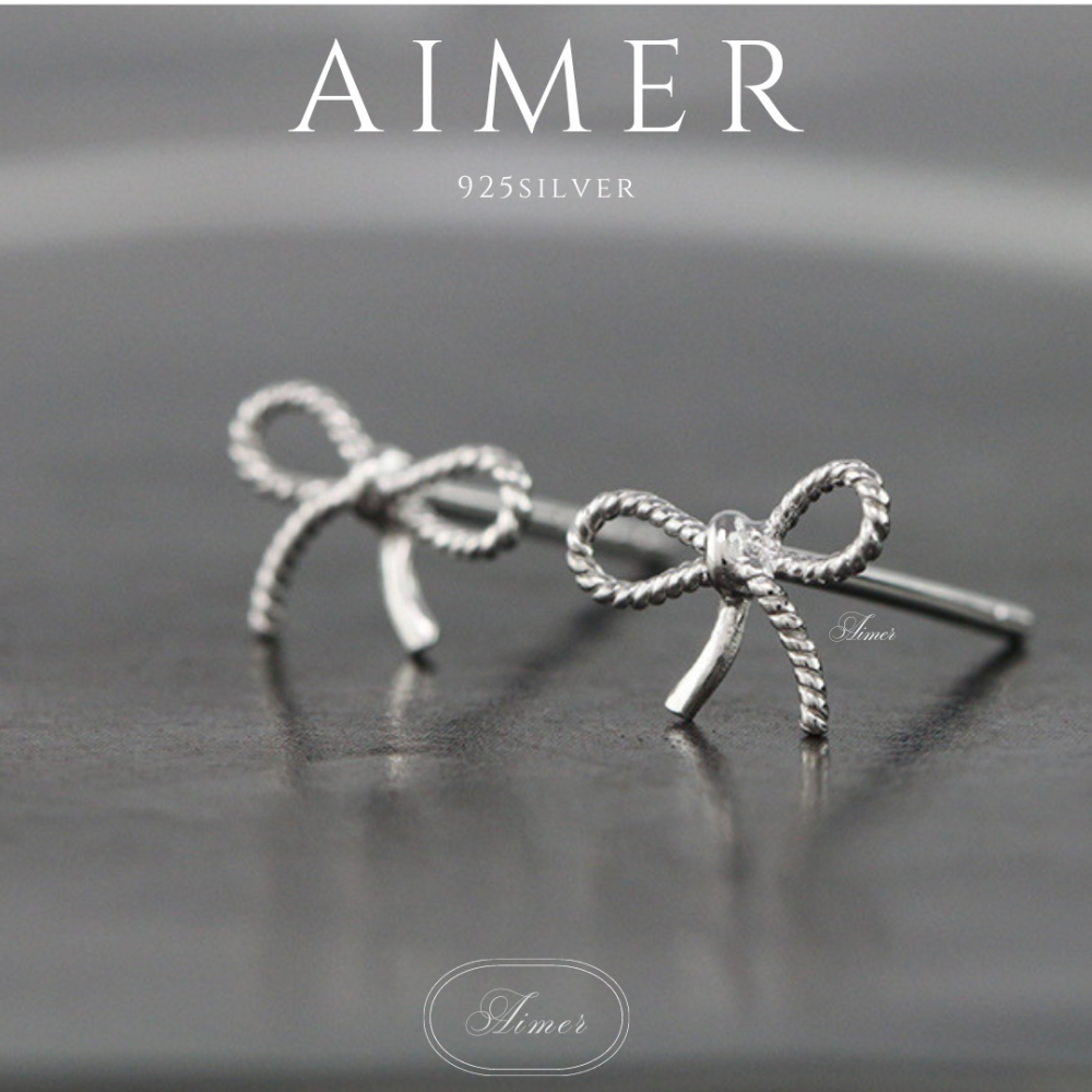 ⟪Aimer ac⟫韓系S925純銀 蝴蝶結耳環 耳針  緞帶耳環｜銀色｜24年新款輕奢飾品【台灣現貨+預購】-細節圖2