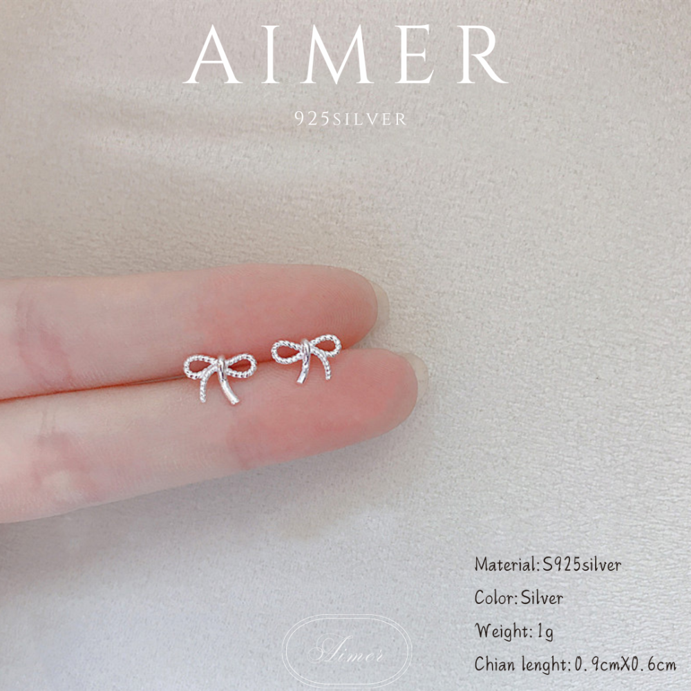 ⟪Aimer ac⟫韓系S925純銀 蝴蝶結耳環 耳針  緞帶耳環｜銀色｜24年新款輕奢飾品【台灣現貨+預購】-細節圖4