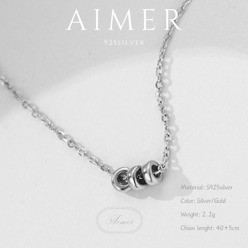 《Aimer ac》韓國 S925純銀項鍊 三圓環項鍊 鎖骨項鍊女 ｜金、銀色｜24年新款輕奢飾品【台灣現貨+預購】-細節圖8