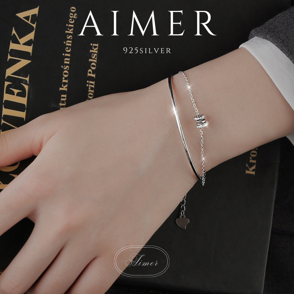 《Aimer ac》韓系S925純銀手鍊 小蠻腰雙層手鍊 羅馬手鍊女 ｜銀色｜24年新款輕奢飾品【台灣現貨+預購】-細節圖2