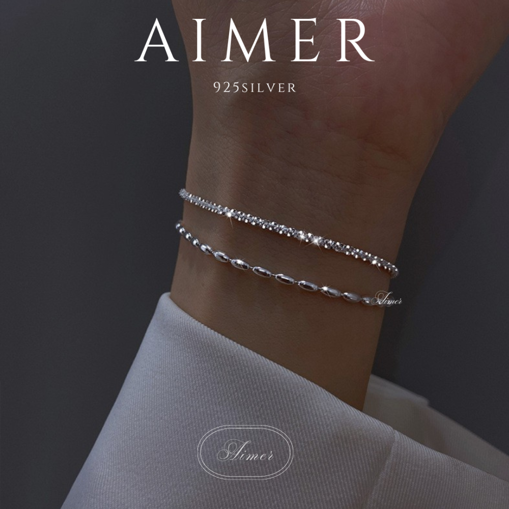 《Aimer ac》韓系S925純銀手鍊 米粒波光粼粼雙層手鍊 滿天星 ｜銀色｜24年新款輕奢飾品【台灣現貨+預購】-細節圖2