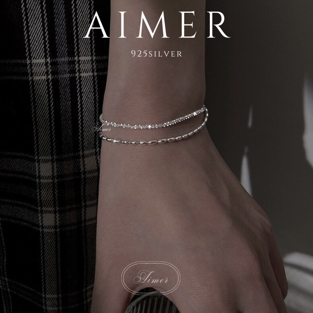 《Aimer ac》韓系S925純銀手鍊 米粒波光粼粼雙層手鍊 滿天星 ｜銀色｜24年新款輕奢飾品【台灣現貨+預購】-細節圖3