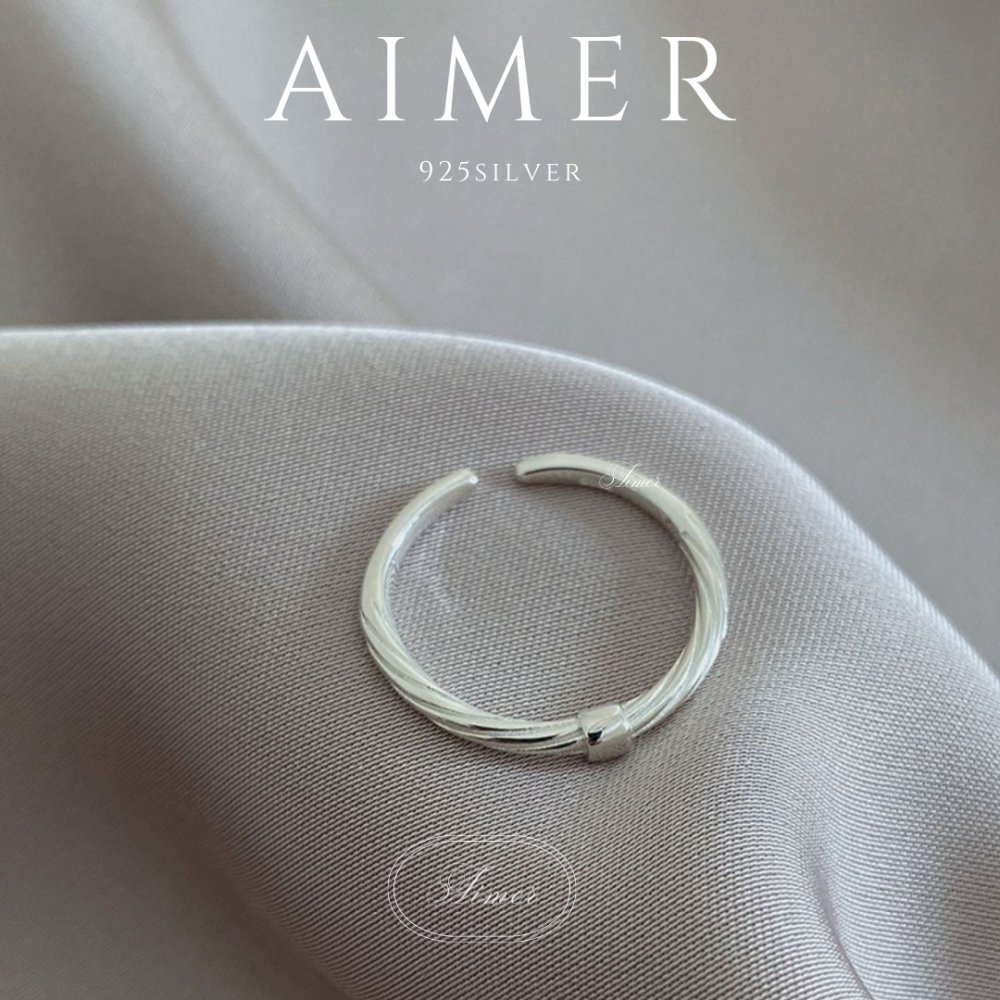 《Aimer ac》韓系S925純銀戒指 方塊細紋開口戒 簡約女生戒指 ｜銀色｜24年新款輕奢飾品【台灣現貨+預購】-細節圖2
