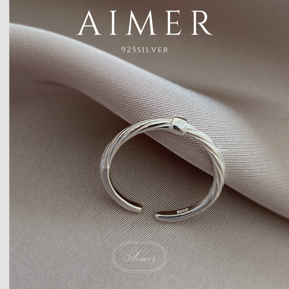 《Aimer ac》韓系S925純銀戒指 方塊細紋開口戒 簡約女生戒指 ｜銀色｜24年新款輕奢飾品【台灣現貨+預購】-細節圖3