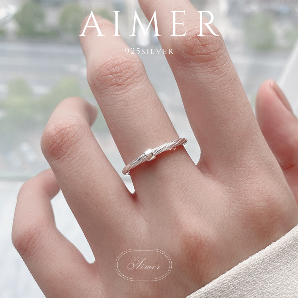 《Aimer ac》韓系S925純銀戒指 方塊細紋開口戒 簡約女生戒指 ｜銀色｜24年新款輕奢飾品【台灣現貨+預購】-細節圖5