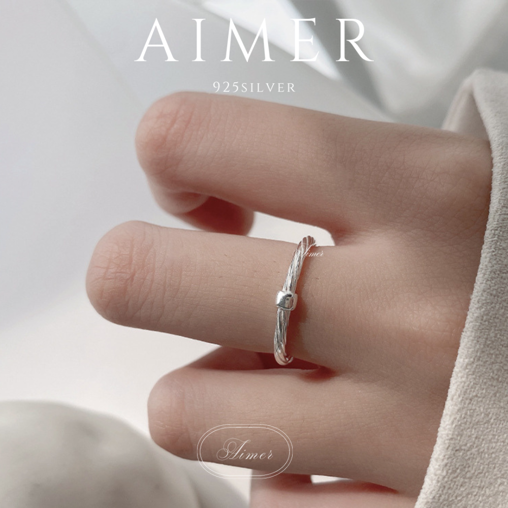 《Aimer ac》韓系S925純銀戒指 方塊細紋開口戒 簡約女生戒指 ｜銀色｜24年新款輕奢飾品【台灣現貨+預購】-細節圖6