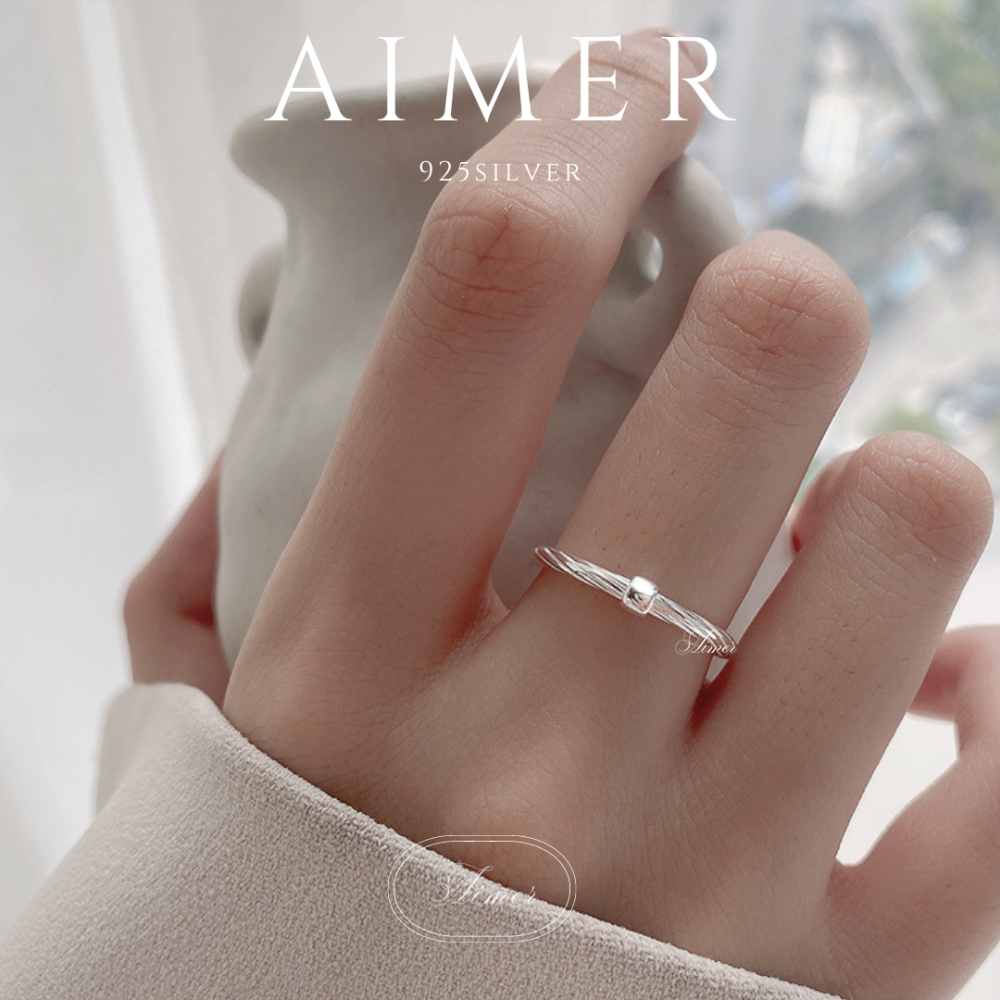 《Aimer ac》韓系S925純銀戒指 方塊細紋開口戒 簡約女生戒指 ｜銀色｜24年新款輕奢飾品【台灣現貨+預購】-細節圖7