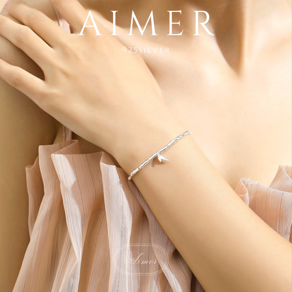 《Aimer ac》韓系S925純銀手鍊 開運竹 轉運竹 竹節手鍊女新中式 ｜銀色｜24年新款飾品【台灣現貨+預購】-細節圖3