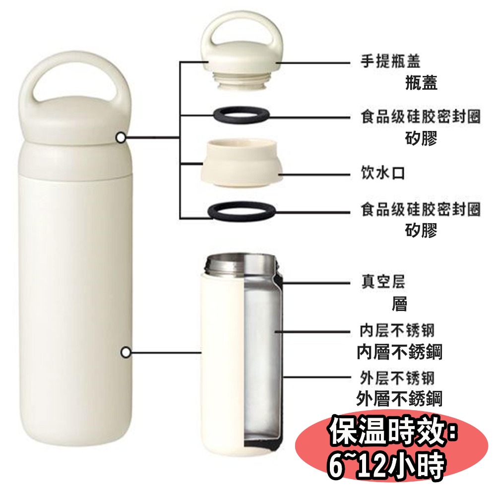 台灣出貨免運 保溫杯保溫瓶手提保溫杯日系簡約ins風304不銹鋼咖啡隨行杯咖啡保溫杯磨砂手感耐磨耐刮 小Y嚴選-細節圖2