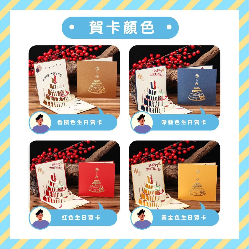 【現貨X發票】❤️3D燙金生日賀卡❤️燙金生日賀卡 生日禮物 生日卡片  卡片 節日 立體卡片 邀請卡 節慶用品 生日-細節圖2