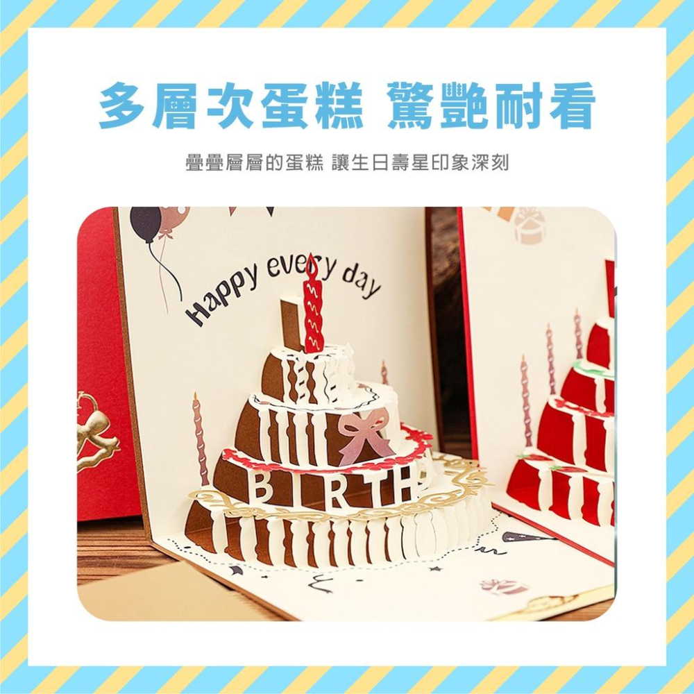 【現貨X發票】❤️3D燙金生日賀卡❤️燙金生日賀卡 生日禮物 生日卡片  卡片 節日 立體卡片 邀請卡 節慶用品 生日-細節圖4