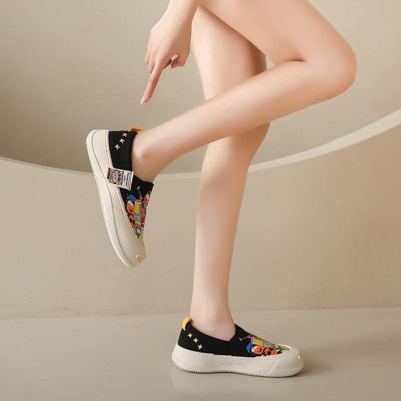 港風卡通塗鴉懶人厚底休閒鞋-細節圖4