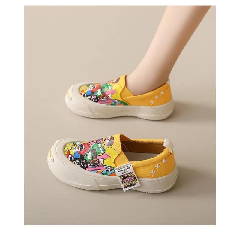 港風卡通塗鴉懶人厚底休閒鞋-細節圖5