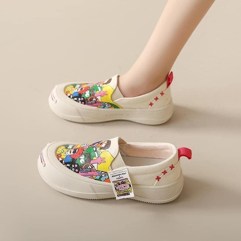 港風卡通塗鴉懶人厚底休閒鞋-細節圖7