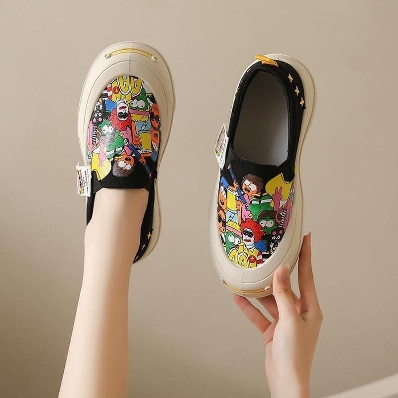 港風卡通塗鴉懶人厚底休閒鞋-細節圖8