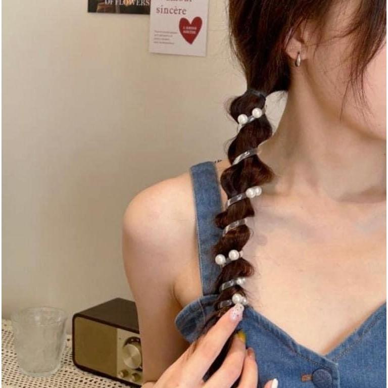 2024新款珍珠編髮電話線髮繩(一組2個)-細節圖5