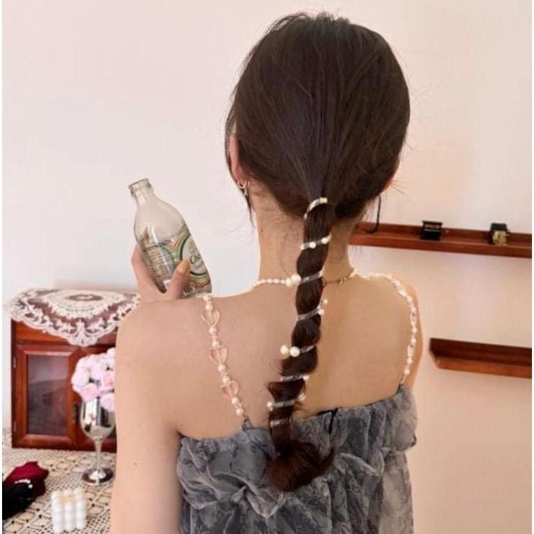 2024新款珍珠編髮電話線髮繩(一組2個)-細節圖9