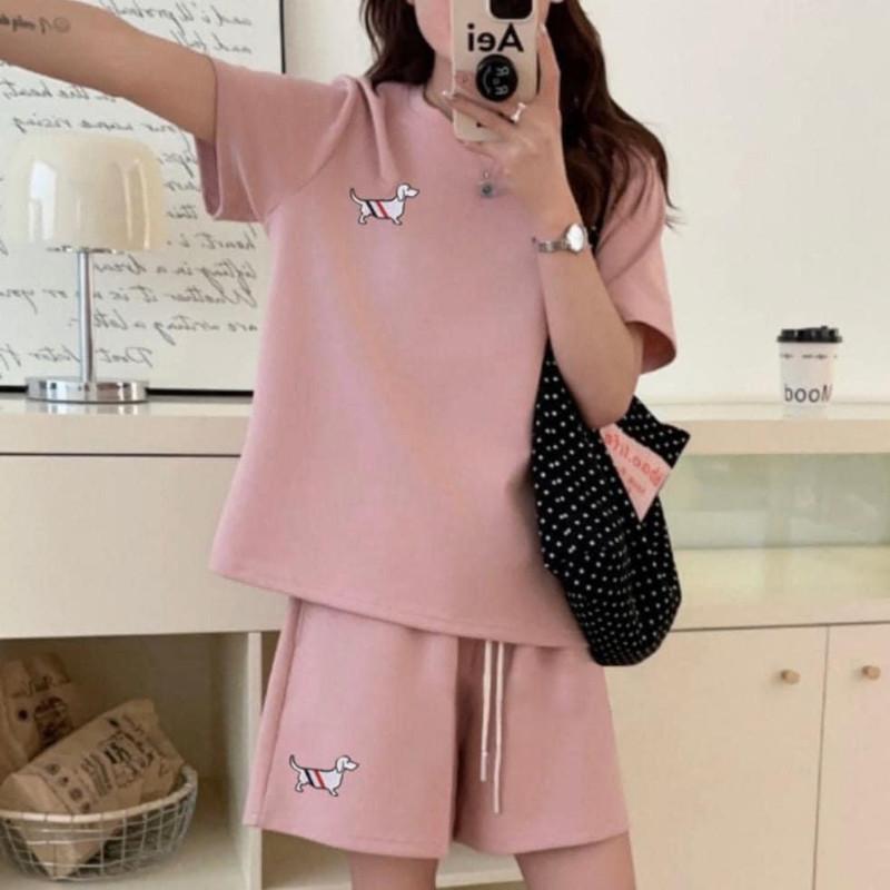 韓國東大門臘腸狗刺繡寬鬆休閒套裝-細節圖2