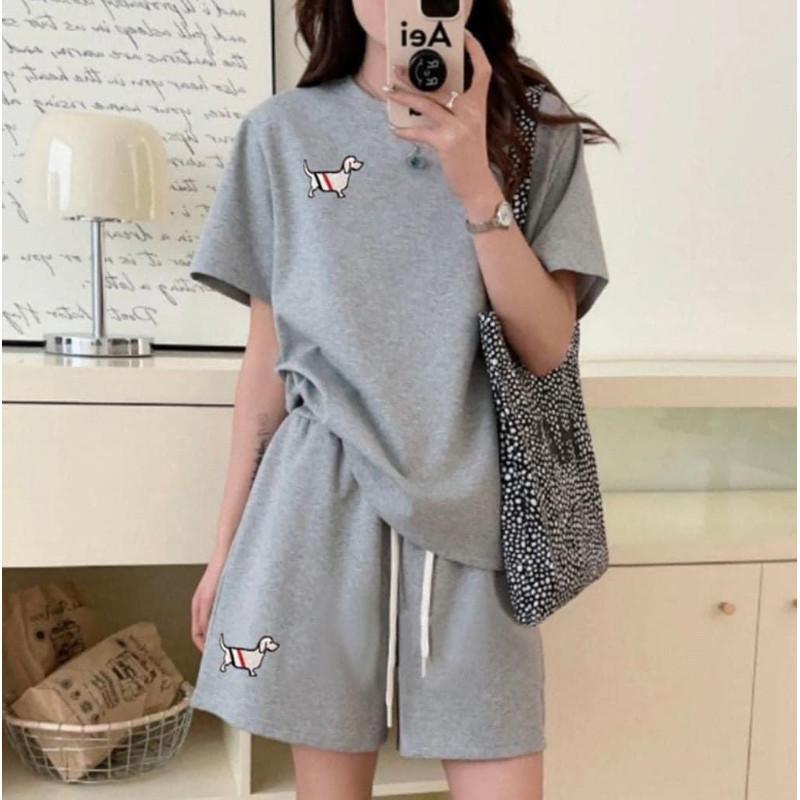 韓國東大門臘腸狗刺繡寬鬆休閒套裝-細節圖3