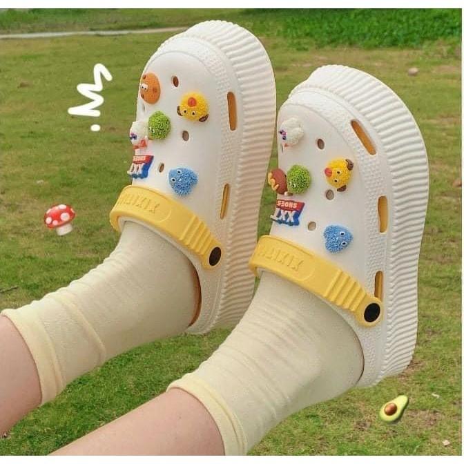 韓版小怪獸EVA防滑增高厚底洞鞋-細節圖2