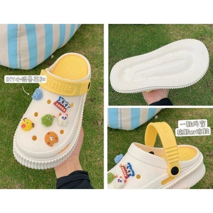 韓版小怪獸EVA防滑增高厚底洞鞋-細節圖3