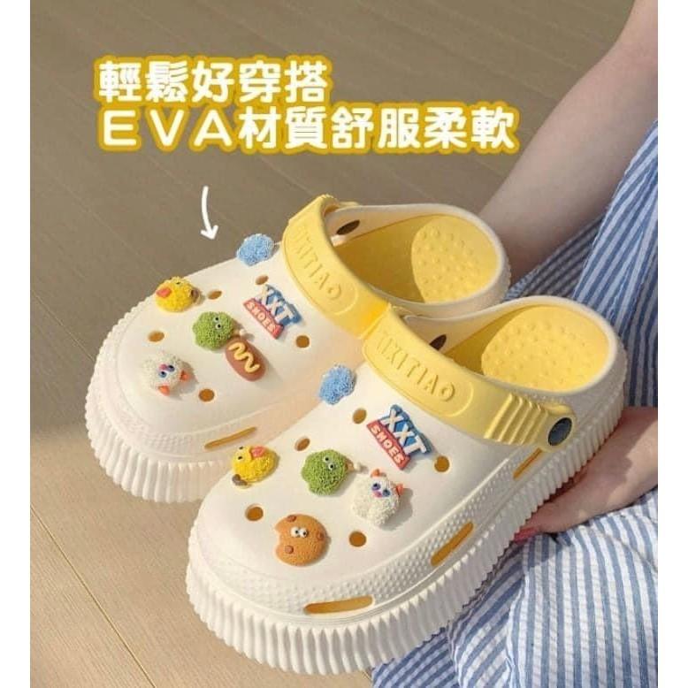 韓版小怪獸EVA防滑增高厚底洞鞋-細節圖5