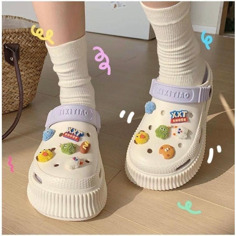 韓版小怪獸EVA防滑增高厚底洞鞋-細節圖6