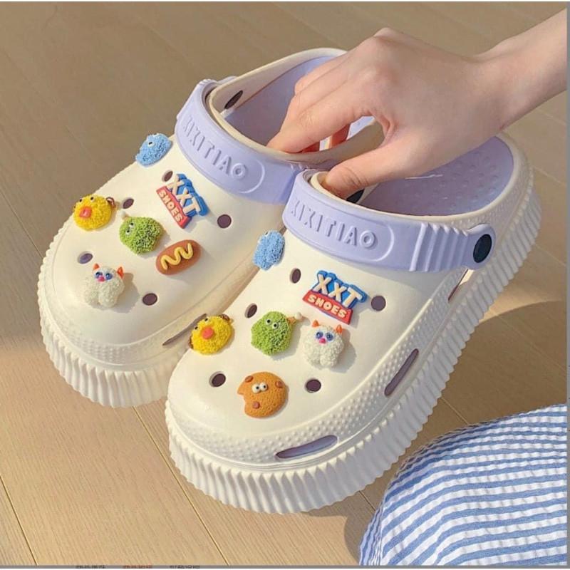 韓版小怪獸EVA防滑增高厚底洞鞋-細節圖8