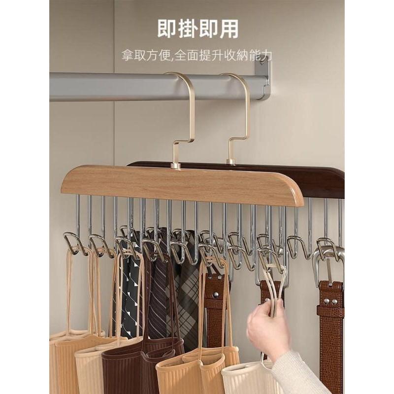 高質量木質不銹鋼多掛鉤衣架-細節圖2