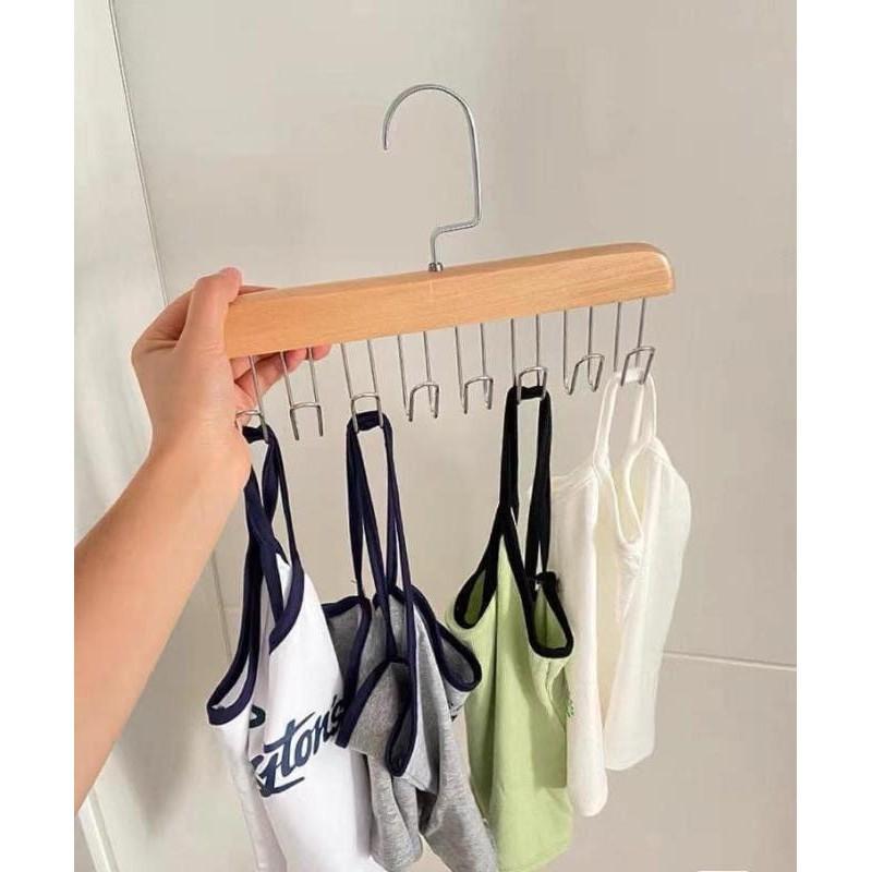 高質量木質不銹鋼多掛鉤衣架-細節圖4