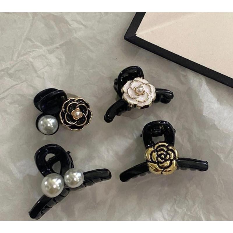 小香風山茶花珍珠碎髮瀏海小抓夾8入組-細節圖4