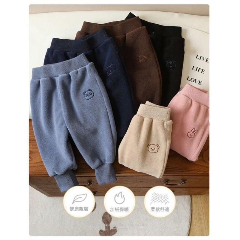 兒童熊熊圖案加厚奧粒绒保暖褲-細節圖5