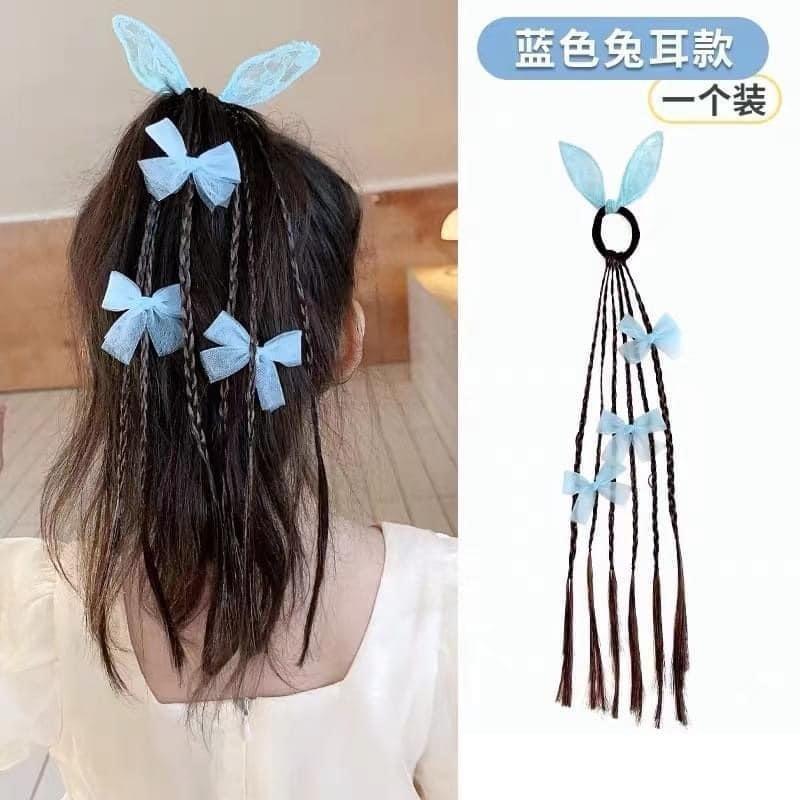 兒童仙女蝴蝶結緞帶假髮辮子(一組2個)-細節圖3