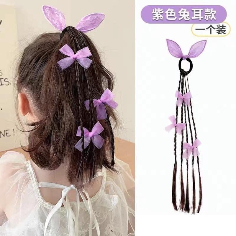 兒童仙女蝴蝶結緞帶假髮辮子(一組2個)-細節圖4