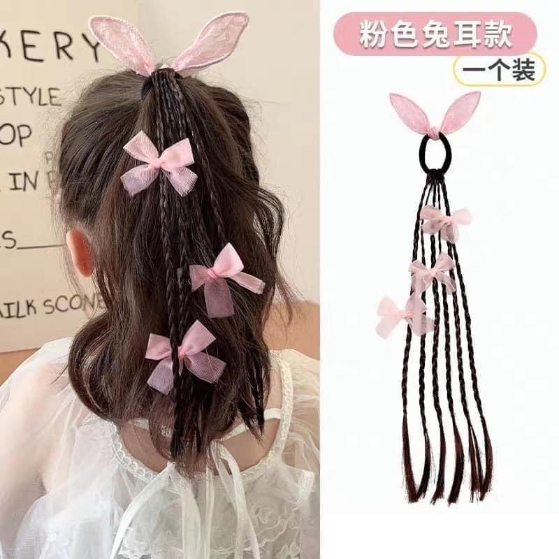 兒童仙女蝴蝶結緞帶假髮辮子(一組2個)-細節圖5