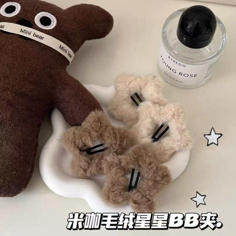 秋冬毛絨鏤空五角星星BB髮夾(一組8個)-細節圖2