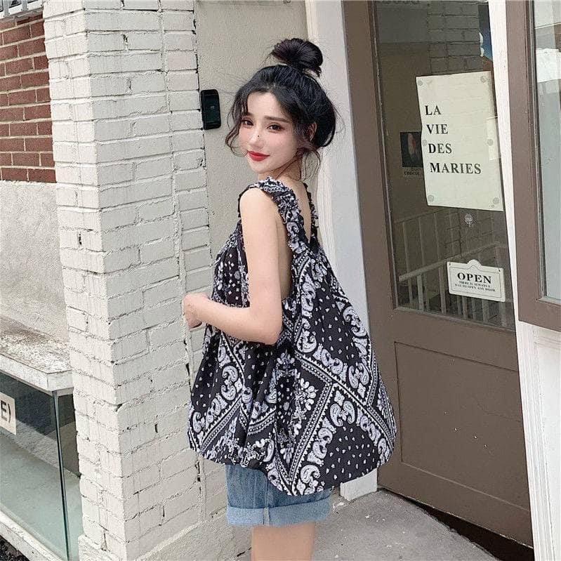 KITTY雜貨舖～碎花傘狀復古背心-細節圖3