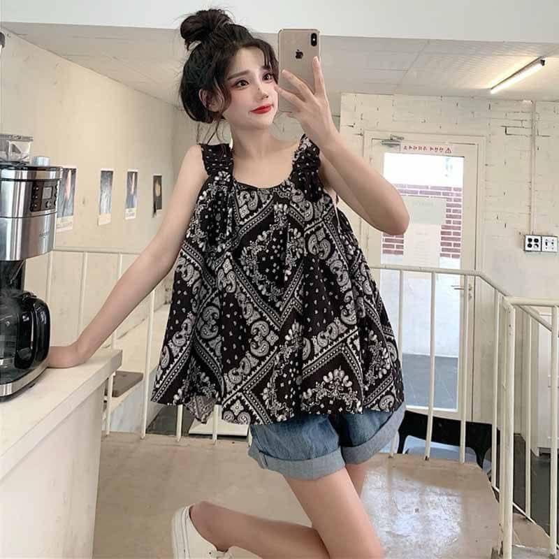 KITTY雜貨舖～碎花傘狀復古背心-細節圖4