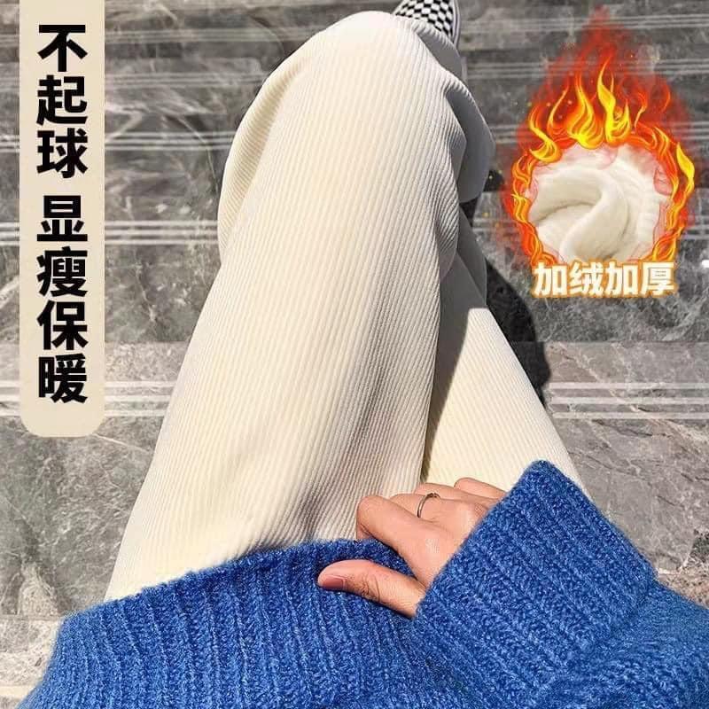 雪尼爾整件加絨加厚高腰顯瘦闊腿褲-細節圖2