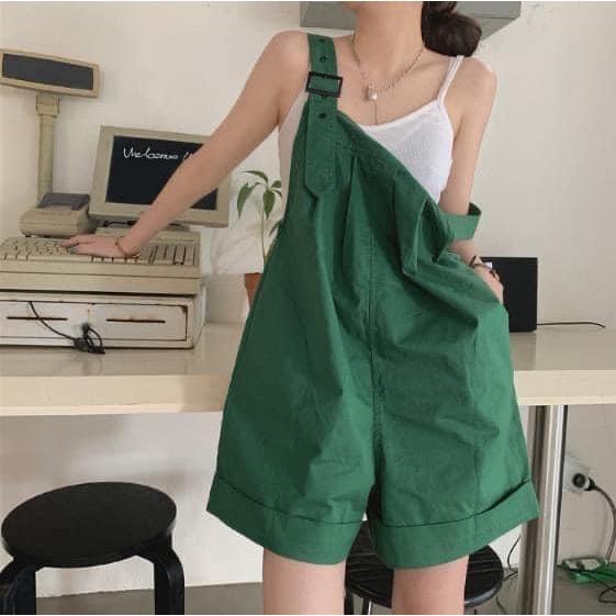 休閒寬鬆捲邊闊腿工裝吊帶短褲-細節圖3