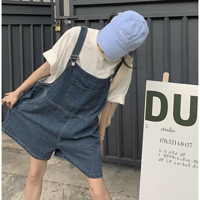 韓國減齡牛仔寬鬆工裝吊帶短褲-細節圖8