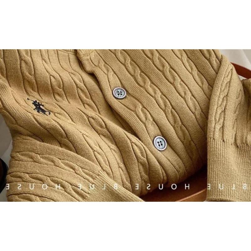 經典Polo麻花圓領排釦針織外套-細節圖3