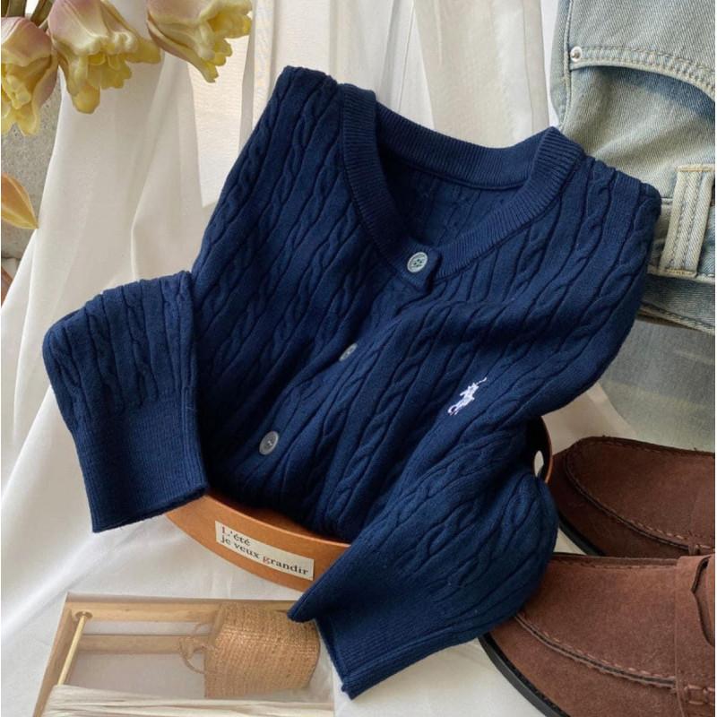 經典Polo麻花圓領排釦針織外套-細節圖7