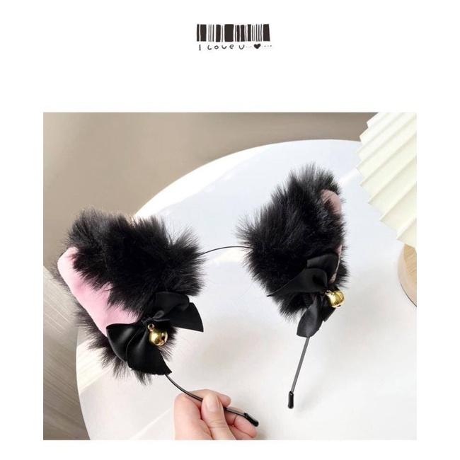 KITTY雜貨舖～仿真毛絨貓耳朵髮箍-細節圖3