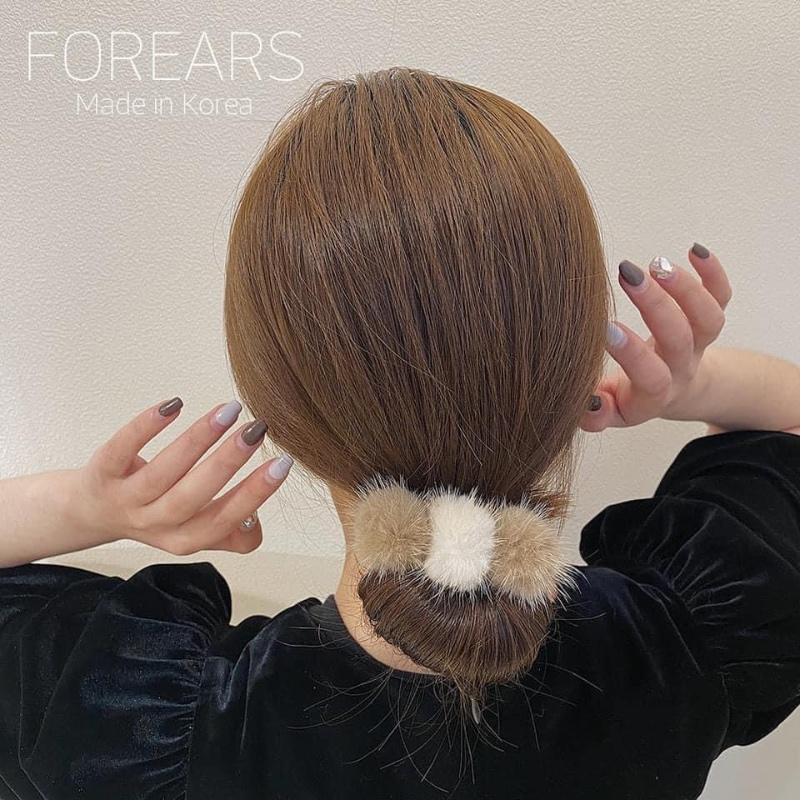 韓國毛毛球丸子頭懶人盤髮飾(一組3個)-細節圖2