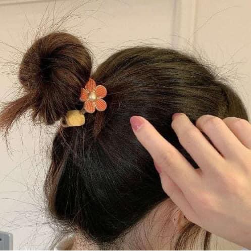 韓國花朵不規則方塊髮繩(一組10條)-細節圖2